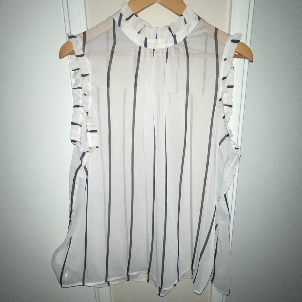 Who What Wear Sleeveless sheer ruffle top